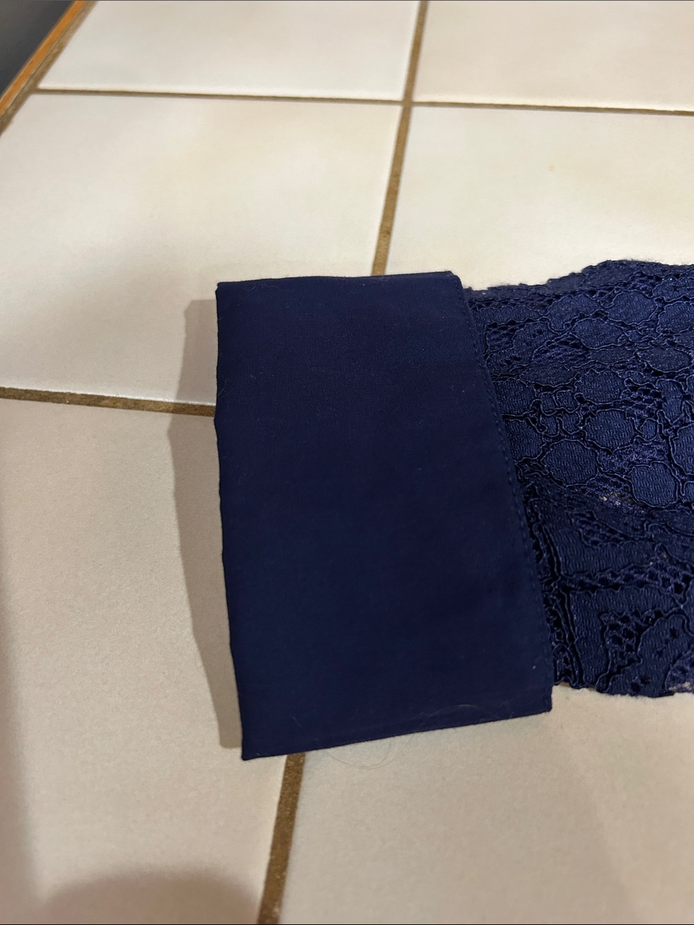 Beautiful Navy Lace Button-Front Blouse with Inner Shell - Picture 4 of 4